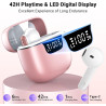 Ecouteurs bleutooth sans fil, kauguo écouteurs sans fil 5.4 avec 4 enc réduction antibruit mic hifi stéréo ipx6 étanche 42h duré