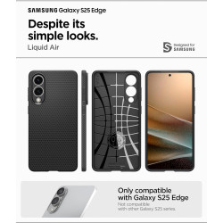 Spigen Liquid Air Coque Compatible avec Samsung Galaxy S25 Edge - Noir Mat
