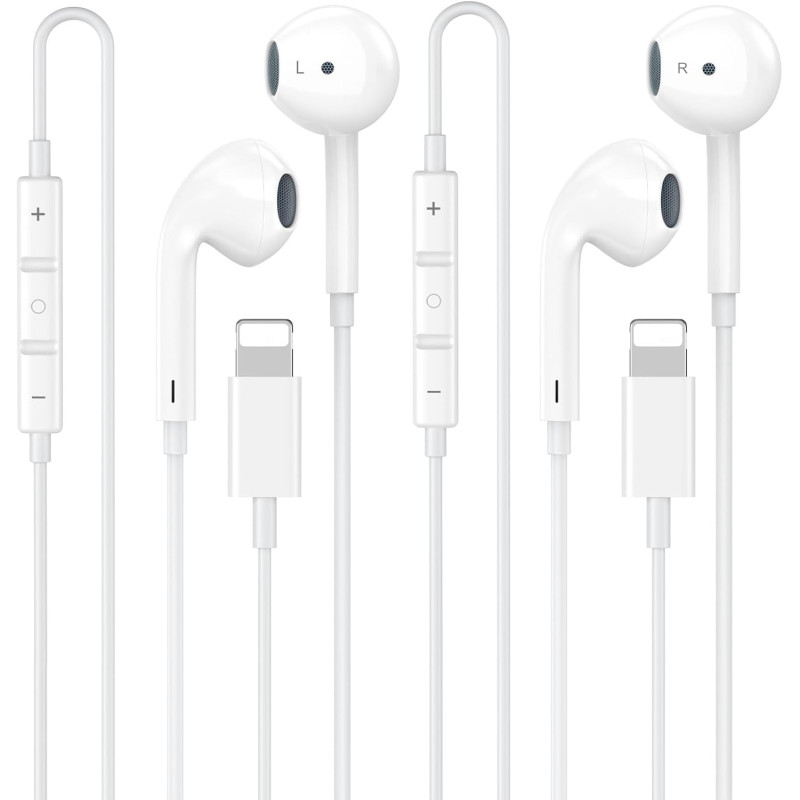 [certifié apple mfi écouteurs filaires lightning intra-auriculaires | [vrai plug & play sans bleutooth] casque audio stéréo hi-f