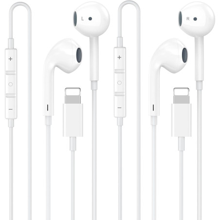 [certifié apple mfi écouteurs filaires lightning intra-auriculaires | [vrai plug & play sans bleutooth] casque audio stéréo hi-f
