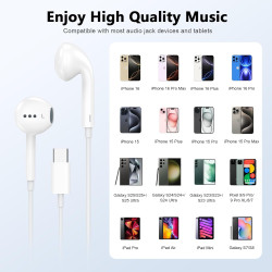 [Certifié Apple MFi Écouteurs Filaires USB C Intra-Auriculaires | Casque Audio Stéréo Hi-FI avec Microphone et Contrôle du Volum