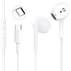 Écouteurs Filaires USB-C pour iPhone 17/16/16e/15 Pro Max, Écouteurs Intra-Auriculaires Hi-FI Stéréo USB C avec Microphone et Co