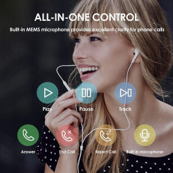 Écouteurs Filaires USB-C pour iPhone 17/16/16e/15 Pro Max, Écouteurs Intra-Auriculaires Hi-FI Stéréo USB C avec Microphone et Co
