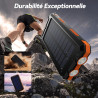 Vikeri chargeur solaire 26800 mah, batterie externe solaire etanche, port usb-c pour une charge rapide, batterie solaire avec 4 