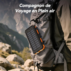 Vikeri chargeur solaire 26800 mah, batterie externe solaire etanche, port usb-c pour une charge rapide, batterie solaire avec 4 