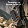 Vikeri chargeur solaire 26800 mah, batterie externe solaire etanche, port usb-c pour une charge rapide, batterie solaire avec 4 