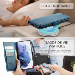 Coque pour Samsung Galaxy S21 5G, Housse Premium en Cuir PU, RFID Protection, Portefeuille Rabat Case, Porte Cartes et Fonction 