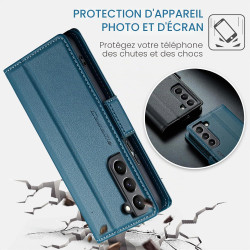 Coque pour Samsung Galaxy S21 5G, Housse Premium en Cuir PU, RFID Protection, Portefeuille Rabat Case, Porte Cartes et Fonction 