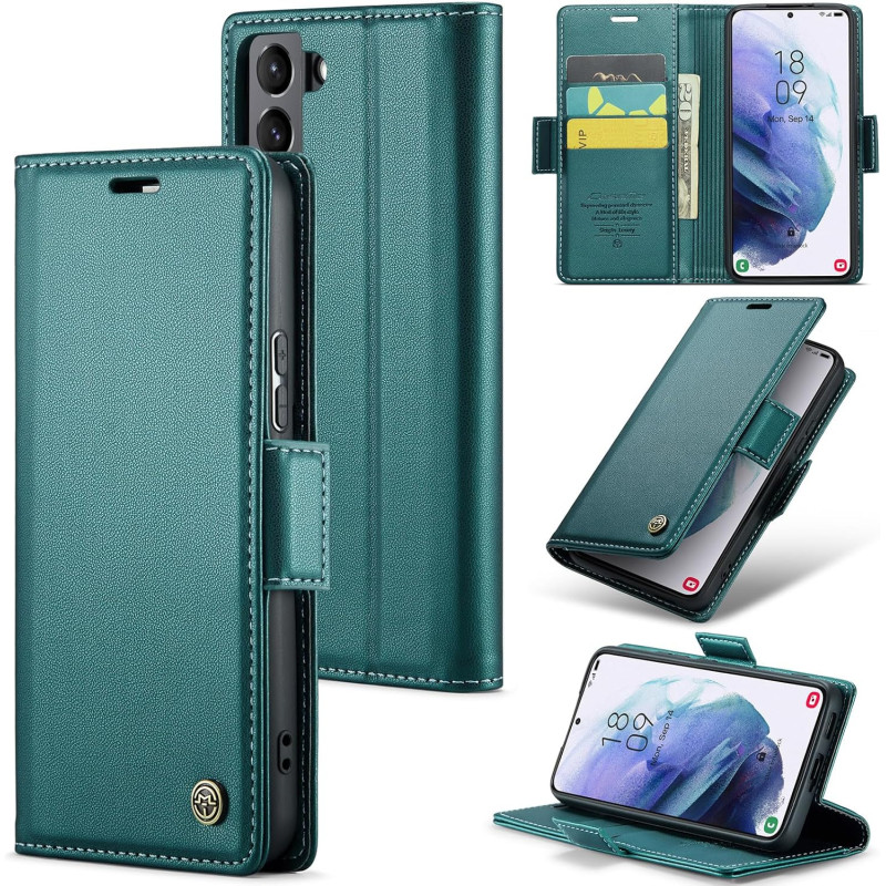 Coque pour Samsung Galaxy S21 5G, Housse Premium en Cuir PU, RFID Protection, Portefeuille Rabat Case, Porte Cartes et Fonction 