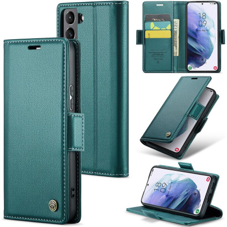 Coque pour Samsung Galaxy S21 5G, Housse Premium en Cuir PU, RFID Protection, Portefeuille Rabat Case, Porte Cartes et Fonction 