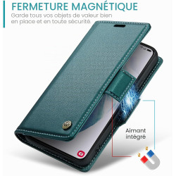 Coque pour Samsung Galaxy S21 5G, Housse Premium en Cuir PU, RFID Protection, Portefeuille Rabat Case, Porte Cartes et Fonction 