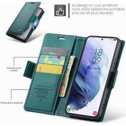 Coque pour Samsung Galaxy S21 5G, Housse Premium en Cuir PU, RFID Protection, Portefeuille Rabat Case, Porte Cartes et Fonction 