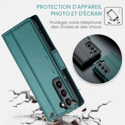 Coque pour Samsung Galaxy S21 5G, Housse Premium en Cuir PU, RFID Protection, Portefeuille Rabat Case, Porte Cartes et Fonction 