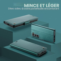 Coque pour Samsung Galaxy S21 5G, Housse Premium en Cuir PU, RFID Protection, Portefeuille Rabat Case, Porte Cartes et Fonction 