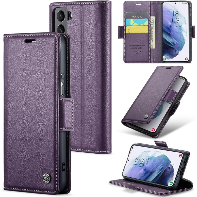 Coque pour Samsung Galaxy S21 5G, Housse Premium en Cuir PU, RFID Protection, Portefeuille Rabat Case, Porte Cartes et Fonction 