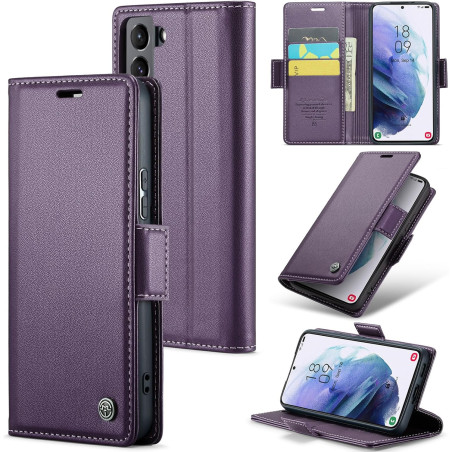 Coque pour Samsung Galaxy S21 5G, Housse Premium en Cuir PU, RFID Protection, Portefeuille Rabat Case, Porte Cartes et Fonction 