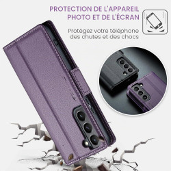 Coque pour Samsung Galaxy S21 5G, Housse Premium en Cuir PU, RFID Protection, Portefeuille Rabat Case, Porte Cartes et Fonction 
