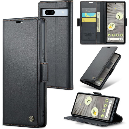 Coque pour Google Pixel 7A, Housse Premium en Cuir PU, RFID Protection, Portefeuille Rabat Case, Porte Cartes et Fonction Suppor