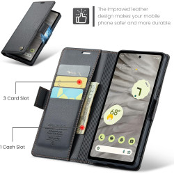 Coque pour Google Pixel 7A, Housse Premium en Cuir PU, RFID Protection, Portefeuille Rabat Case, Porte Cartes et Fonction Suppor