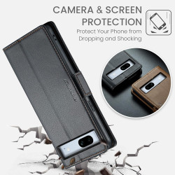 Coque pour Google Pixel 7A, Housse Premium en Cuir PU, RFID Protection, Portefeuille Rabat Case, Porte Cartes et Fonction Suppor
