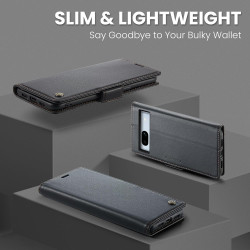 Coque pour Google Pixel 7A, Housse Premium en Cuir PU, RFID Protection, Portefeuille Rabat Case, Porte Cartes et Fonction Suppor