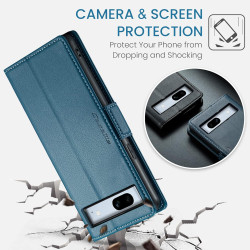 Coque pour Google Pixel 7A, Housse Premium en Cuir PU, RFID Protection, Portefeuille Rabat Case, Porte Cartes et Fonction Suppor