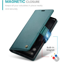 Coque pour Google Pixel 7A, Housse Premium en Cuir PU, RFID Protection, Portefeuille Rabat Case, Porte Cartes et Fonction Suppor