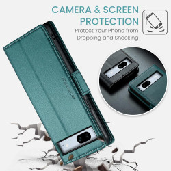 Coque pour Google Pixel 7A, Housse Premium en Cuir PU, RFID Protection, Portefeuille Rabat Case, Porte Cartes et Fonction Suppor