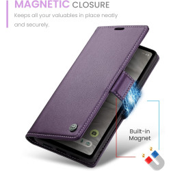 Coque pour Google Pixel 7A, Housse Premium en Cuir PU, RFID Protection, Portefeuille Rabat Case, Porte Cartes et Fonction Suppor