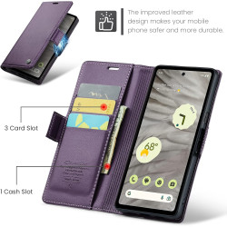 Coque pour Google Pixel 7A, Housse Premium en Cuir PU, RFID Protection, Portefeuille Rabat Case, Porte Cartes et Fonction Suppor
