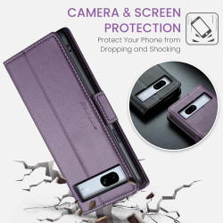 Coque pour Google Pixel 7A, Housse Premium en Cuir PU, RFID Protection, Portefeuille Rabat Case, Porte Cartes et Fonction Suppor