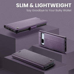 Coque pour Google Pixel 7A, Housse Premium en Cuir PU, RFID Protection, Portefeuille Rabat Case, Porte Cartes et Fonction Suppor