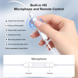 Lot de 2 Écouteurs Filaires USB-C Intra-Auriculaires pour iPhone et Samsung | Couleur blanc, version 2026 améliorée, son Hi-Fi s