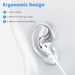 Lot de 2 Écouteurs Filaires USB-C Intra-Auriculaires pour iPhone et Samsung | Couleur blanc, version 2026 améliorée, son Hi-Fi s
