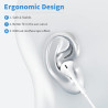 Lot de 2 Écouteurs Filaires USB-C Intra-Auriculaires pour iPhone et Samsung | Couleur blanc, version 2026 améliorée, son Hi-Fi s