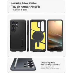 Spigen Tough Armor MagFit Coque Compatible avec Samsung Galaxy S26 Ultra - Noir