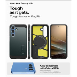 Spigen Tough Armor(AI) MagFit Coque Compatible avec Samsung Galaxy S25 Plus - Vert
