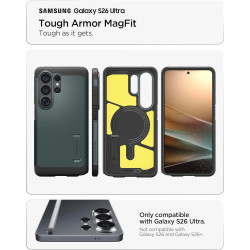 Spigen Tough Armor MagFit Coque Compatible avec Samsung Galaxy S26 Ultra - Vert