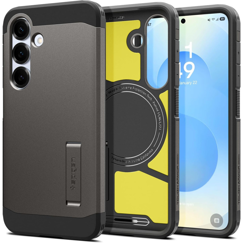 Spigen Tough Armor(AI) MagFit Coque Compatible avec Samsung Galaxy S25 - Gunmetal