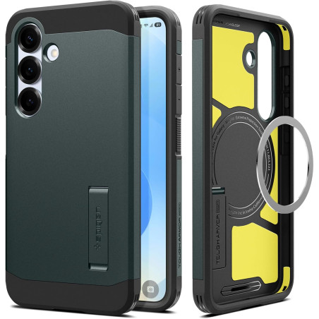 Spigen Tough Armor(AI) MagFit Coque Compatible avec Samsung Galaxy S25 - Vert