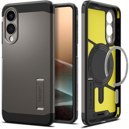 Spigen Tough Armor(AI) MagFit Coque Compatible avec Samsung Galaxy S25 Edge - Gunmetal