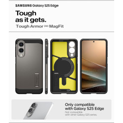 Spigen Tough Armor(AI) MagFit Coque Compatible avec Samsung Galaxy S25 Edge - Gunmetal