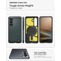 Spigen Tough Armor MagFit Coque Compatible avec Samsung Galaxy S26 Plus - Vert