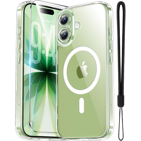 Yohii Magnétique Coque pour iPhone 17 avec 1 Verres Trempés et Cordon, Compatible avec MagSafe [Protection Caméra] Anti Rayures 