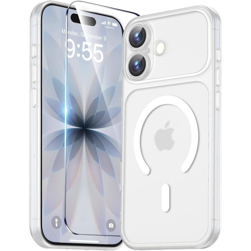 Yohii Magnétique Coque pour iPhone 17 avec 1 Verres Trempés, Compatible avec MagSafe [Protection Caméra] Anti Rayures Antichoc M