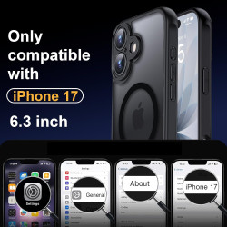 Yohii Magnétique Coque pour iPhone 17 avec 1 Verres Trempés, Compatible avec MagSafe [Protection Caméra] Anti Rayures Antichoc M