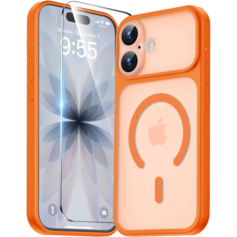 Yohii magnétique coque pour iphone 17 avec 1 verres trempés, compatible avec magsafe [protection caméra] anti rayures antichoc m