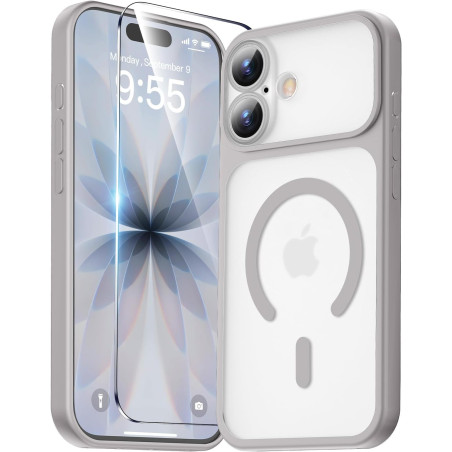 Yohii Magnétique Coque pour iPhone 17 avec 1 Verres Trempés, Compatible avec MagSafe [Protection Caméra] Anti Rayures Antichoc M