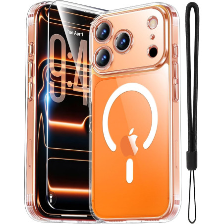 Yohii Magnétique Coque pour iPhone 17 Pro Max avec 1 Verres Trempés et Cordon, Compatible avec MagSafe [Protection Caméra] Anti 