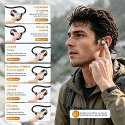 Ohayo écouteurs bleutooth sans fil sport, casque bleutooth v6.0, étanchéité ipx7, 10 heures d'autonomie, recharge rapide en 2 he